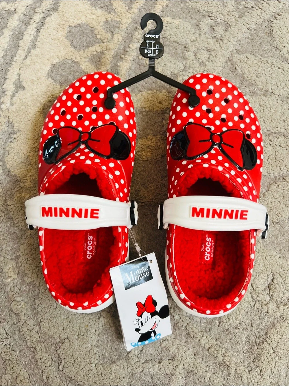 NWT❤️Crocs Kids' Red Polka Dot Minnie Bow Clog szJ3